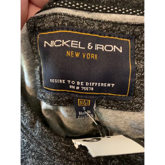 Nickel & Iron NWT Black Marled French Terry Henley Men' Small Luxe Cotton - Picture 3 of 5